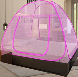 KHANJAN FASHION Polyester Adults Washable PINK machhardani house machardani for single bed stand machhardani fancy machha Mosquito Net