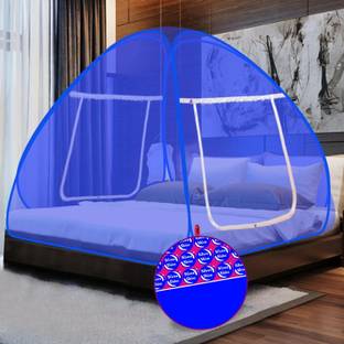 SILVER SHINE Polyester Adults Washable Polyester Foldable for double Bed Mosquito Net