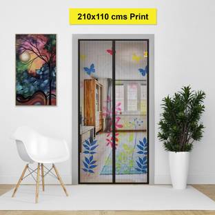 Kolar Polyester Adults Washable 82*43 Inch (210*110 CM) Flower Print Auto-Closing Magnetic Door Mosquito Net