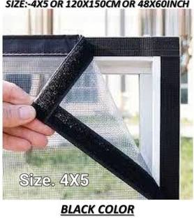ZIMBLE Cotton Adults Washable Window Net Mesh 120 GSM Insect Net, black, 4x5 ft Window Mosquito Stitched Net Mosquito Net