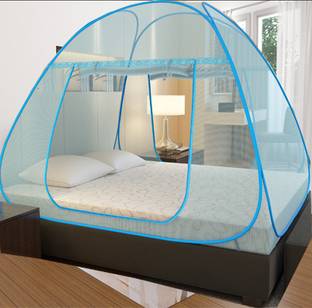 KHANJAN FASHION Polyester Infants Washable BLUE machhardani charpai mosquito net patch machardani for triple bed king size Mosquito Net