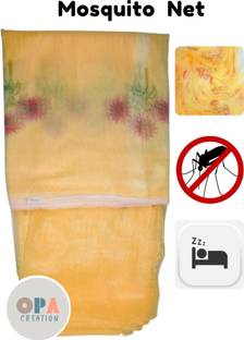 OPA Creation HDPE - High Density Poly Ethylene Adults Washable Soft Ac Mosquito net ( For Queen Size Bed 6 * 7 feet Yellow colour Mosquito Net