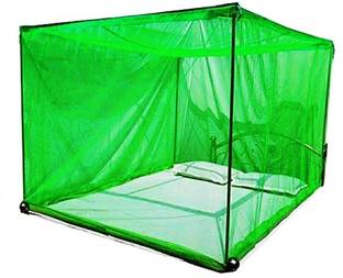 NEALEXKLUSIVE HDPE - High Density Poly Ethylene Adults Washable Nylon Mosquito Net For Double Bed Green Color Size Of - 8 x 7 FT (L x W ) Mosquito Net