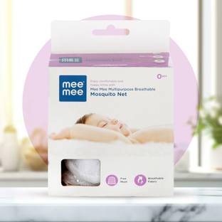 MeeMee Polyester Kids Washable Multipurpose Breathable Mosquito Net (White) Mosquito Net