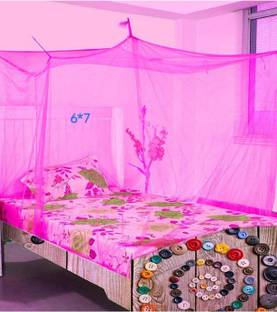 Adbra Polyester Adults Washable MONO MOSQUITO NET PINK SIZE 6X7-FT Mosquito Net