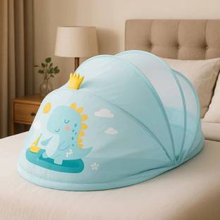 Classic Mosquito Net Polyester Infants Washable For Baby 0-12 Months with Bed & Protected Border|Dino Print Mosquito Net