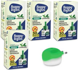 SHADOW HAPPYNIGHTS Mosquito Repellent | Herbal Comphor Repellent |(Pack of 6 Refill plus 1 machine) Mosquito Vaporiser