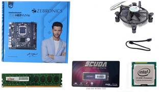 ZEBRONICS H61M2+ Starlite 256GB NVME SSD & 4GB DDR3 RAM with Core i3(3rd Gen) CPU comboset LGA 1155Socket ATX Intel H61 Express  Chipset DDR3 Motherboard for Desktop