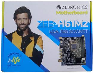 ZEBRONICS ZEB-H61M2 with PCIE M.2 / NVMe Slot (LGA 1155 Socket) LGA 1155Socket Micro-ATX Intel H61 Express  Chipset DDR3 Motherboard for Desktop, Workstation