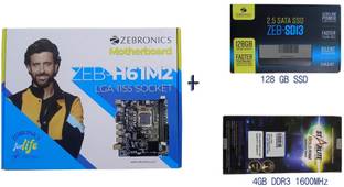 ZEBRONICS H61+128 SATA GB SSD + 4GB starlite DDR3 RAM Combo set LGA 1155Socket Micro-ATX Intel H61 Chipset DDR3 Motherboard for Desktop