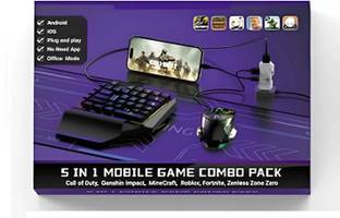 HG WORLD Gaming Keyboard Mouse Converter 5 in 1 Mobile Game Combo Pack RGB Keyboard Mouse  Motion Controller