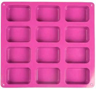 TP INCORP Silicone Cake Mould 12 Cavity Square Silicone Soap Mold for Making, Loaf, Muffins, Cheesecakes, Cupcake Multicolor(75GM)