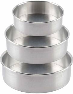 KUNWARSA Heavy Quality Round Aluminium Cake tins 6, 7 and 8 Inch Aluminium Cake Mould 3