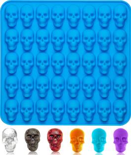 BAKEMO Silicone Chocolate Mould Halloween Themed Food Grade Skull Silicone Mould Candy Gummy Homemade Chocolate Jelly Cookie Reusable Baking Moulds 40 Small Skulls DIY Non-Stick Kitchen Kids Candy Melts Wax