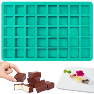 BAKEMO Silicone Chocolate Mould 40 Cavities Square Silicone Molds, Mini Cubes Silicone Mold for Chocolate, Hard Candy, Ice Cubes, Gummy, Chocolate, barfi, mithai, Toffee, Moulds
