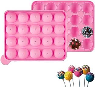 BAKEMO Silicone Chocolate Mould Lollipop Moulds,10 Cavity Heart Chocolate Hard Candy Ice Moulds, Great for Lollipop, Sucker, Hard Candy, Chocolate, Cake pop