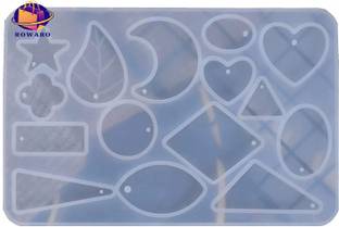 rowaro Silicone Fondant & Gum paste Mould Resin Mould Resin Jewellery Making Mould Silicone Resin Mould for Ornaments Reusable Flexible Easy to Use, 12 Shape White Pack 1
