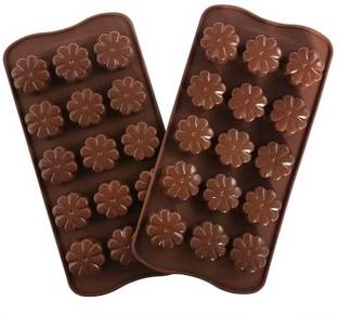 BAKEMO Silicone Chocolate Mould 15 Cavity Flower shape Silicone Chocolate Candy Ice Cube Maker Chocolate for Hand Made chocolate mold