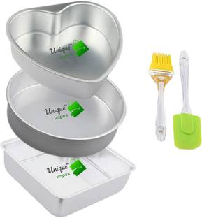 Akwish cake decorating items + Heart /Round/Square Shape Aluminium Cake Moulds Kitchen Tool Set