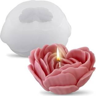 Husaini Mart Silicone Fondant & Gum paste Mould HUSAINI MART | Silicone 3D Flower Heart Candle Mold Rose Heart Shape Making Scented Candle Wax Melts Home Decoration Candles Resin Casting Mold Handmade Valentines Day Couple Gift DIY Soap Mold Chocolate Cake Baking Molds