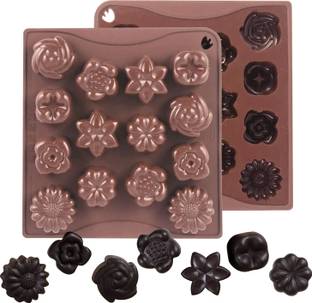 BAKEMO Silicone Chocolate Mould Flower Shape Baking Mold Candy Mold, Silicone Chocolate Molds including Tulip Rose, Ideal for Wedding Festival Parties & Novelty Gift Molds