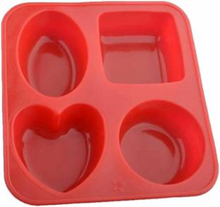 HIRCHHAYA Silicone Cake Mould Soap Making Square|Round|Oval|Heart Shape Red