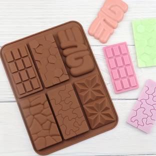Cake Bake Mold Silicone Chocolate Mould Candy Chocolate Bar Molds Silicone,Non Stick 6 in 1 Silicone Break Apart Chocolate Bar Mold