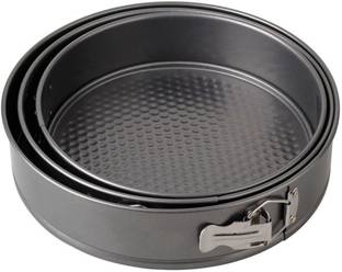 qaaf store Aluminium Cake Mould Spring Form Pan Set of 3 - Nonstick Round Cake Pan Set 4''/ 7''/9'' Leak Proof Cheesecake Pan Baking Pans-Cake Mould Microwave Ovens Home Party Gathering Kitchen (Black)