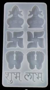 Ditya Crafts Silicone Fondant & Gum paste Mould Silicone Resin Mold Diwali Shubh Labh Saathiya Kalash Mold Resin Art Silicone Casting Mould