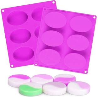 Arxon Silicone Cupcake/Muffin Mould Silicone Tart/Pie Mould Oval Shape Silicone Soap Molds with 6 Cavities Multicolor 100gm (Pack of 1)