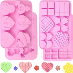 MARHABA TRADERS Silicone Chocolate Mould LEGACYCART Mother's Day Silicone Mold Heart Mold Chocolate Mold, 2 Pcs Heart Flower Shape Candy Molds Biscuits Mold Silicone Fondant Baking Mold Jelly Soap Pudding Dessert Molds for Party Cake Decoration