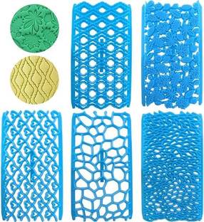 MARHABA TRADERS PVC Fondant & Gum paste Mould LEGACYCART 5 Pcs Cake Fondant Embossing Mould Cake Decor Fondant Impression Mold Set Different Patterns Fondant Embosser Baking Decoration Mold for Fondant Cake Candy Chocolate Cookie Cupcake
