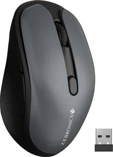 ZEBRONICS Zeb-Charm, Wireless Mouse, Mode Switch Button, (Metallic Grey) Wireless Ambidextrous Optical Mouse  with Bluetooth