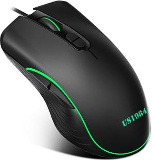 US1984 Wired Optical Gaming Mouse, 6400 DPI, RGB Lighting, 7 Buttons, 7 Color Mode Wired Ambidextrous Optical  Gaming Mouse