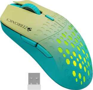 ZEBRONICS Marine Wireless Ambidextrous Optical Mouse Rechargeable Wireless Mouse, 3200DPI, 6 Buttons, RGB, Ergonomic Design  with Bluetooth