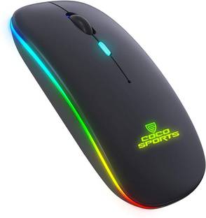 COCONUT WM12 Rechargeable Wireless Mouse with RGB LED Backlit Silent Click (black Color) Wireless Ambidextrous Optical Mouse
