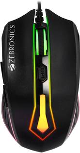 ZEBRONICS Sniper Wired Ambidextrous Optical  Gaming Mouse High Precision Gaming Mouse, 2400DPI, 6 Buttons, RGB Light, Weight Plug & Play