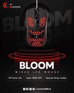 COCONUT BLOOM M110 RGB Wired Ambidextrous Optical Gaming Mouse Wired Ambidextrous Optical  Gaming Mouse