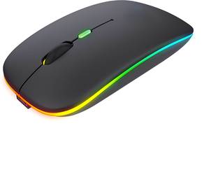 ELECTRO WOLF Rechargeable Wireless Mouse with RGB LED Backlit Silent Click,1600 DPI Ergonomic Wireless Ambidextrous Optical  Gaming Mouse