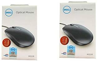 DELL MS116 OPTICAL MOUSE SET OF 2 Wired Ambidextrous Optical Mouse