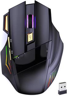 ELECTRO WOLF 7 Color RGB LED Lighting, 7 Buttons with Fire Key, DPI up to 3200 Gold Wireless Optical  Gaming Mouse  with Bluetooth