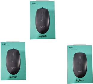 Logitech M90 / 1000 DPI Optical Tracking WIRED MOUSE (Set of 3) Wired Ambidextrous Optical Mouse