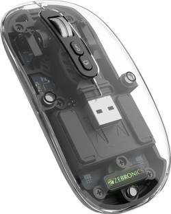 ZEBRONICS Sheer Wireless Ambidextrous Optical Mouse Rechargeable Wireless Mouse, Silent Dual BT, RGB, Transparent Body  with Bluetooth