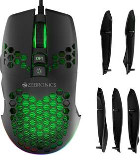 ZEBRONICS Crosshair Wired Ambidextrous Optical  Gaming Mouse Premium Gaming Mouse with 7200 DPI, Magnetic Side Plates, RGB