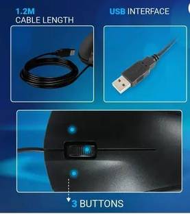 SmartHub Consistent PULSE Wired Optical Mouse (USB 3.0, Black) Wired Right Handed Optical Mouse