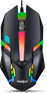Frontech Wired USB Mouse with 3 Handy Buttons | Stylish Grip 1200 DPI MS-0070 Wired Ambidextrous Optical Mouse