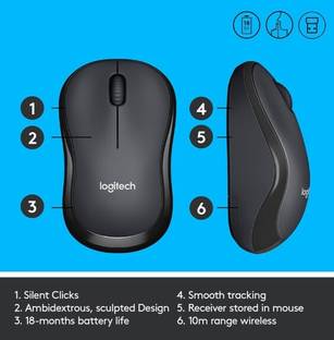 Logitech M186 Wireless Mouse, 2.4GHz 1000 DPI Wireless Ambidextrous Optical  Gaming Mouse