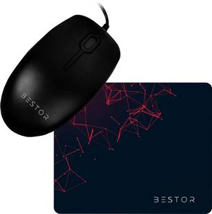 Bestor 2 in 1 combo wired Mouse with Gaming Mouse Mat Non-Slip Rubber Base Waterproof Wired Ambidextrous Laser Mouse