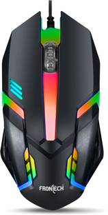 Frontech Wired USB Mouse with 3 Handy Buttons | Stylish Grip 1200 DPI MS-0070 Wired Ambidextrous Optical Mouse