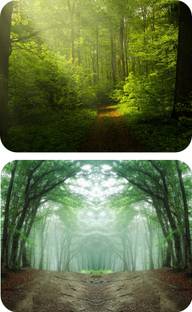 escope Pack fo 2 Nature Printed MousePad for Computer, PC, Laptop Non Slip Base Mousepad